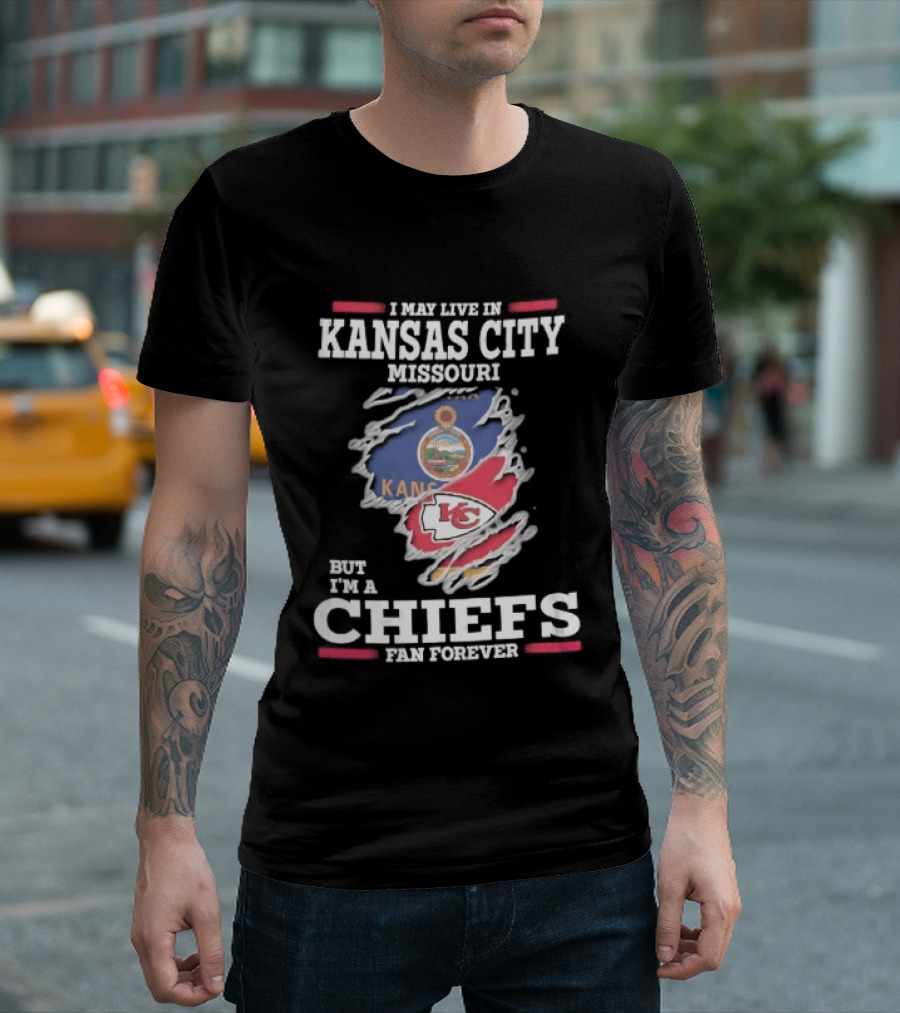 Kansas City Missouri Chiefs Fan Forever Kansas Seal Torn Skin T-Shirt