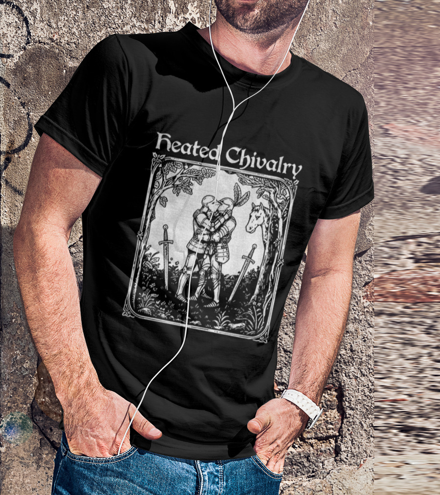 Knights Embrace In Enchanted Forest For Heated Chivalry T-Shirt