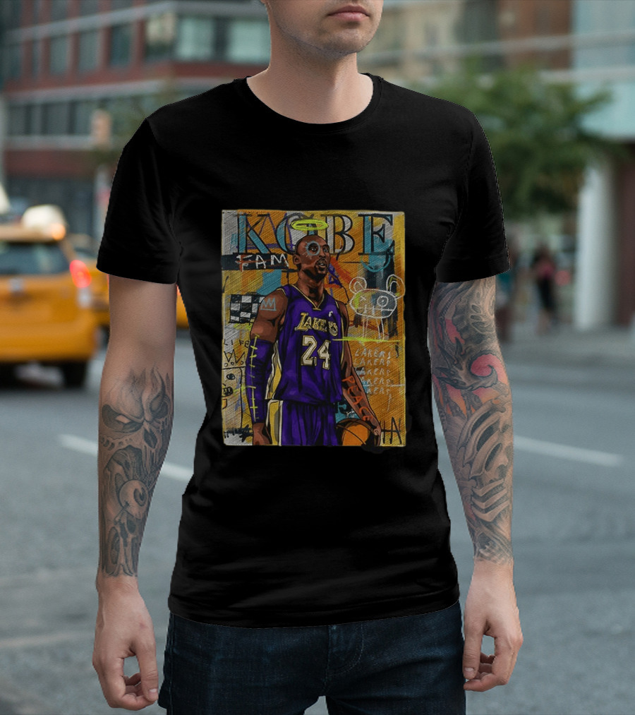 Kobe Bryant Lakers 24 Halo Peace Abstract Graffiti T-Shirt