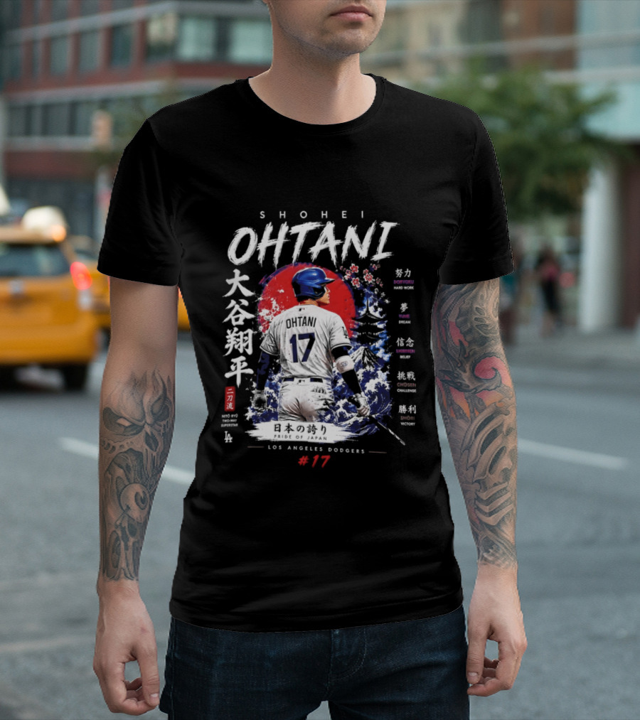 Shohei Ohtani Los Angeles Dodgers Japanese Two Way Player #17 T-Shirt