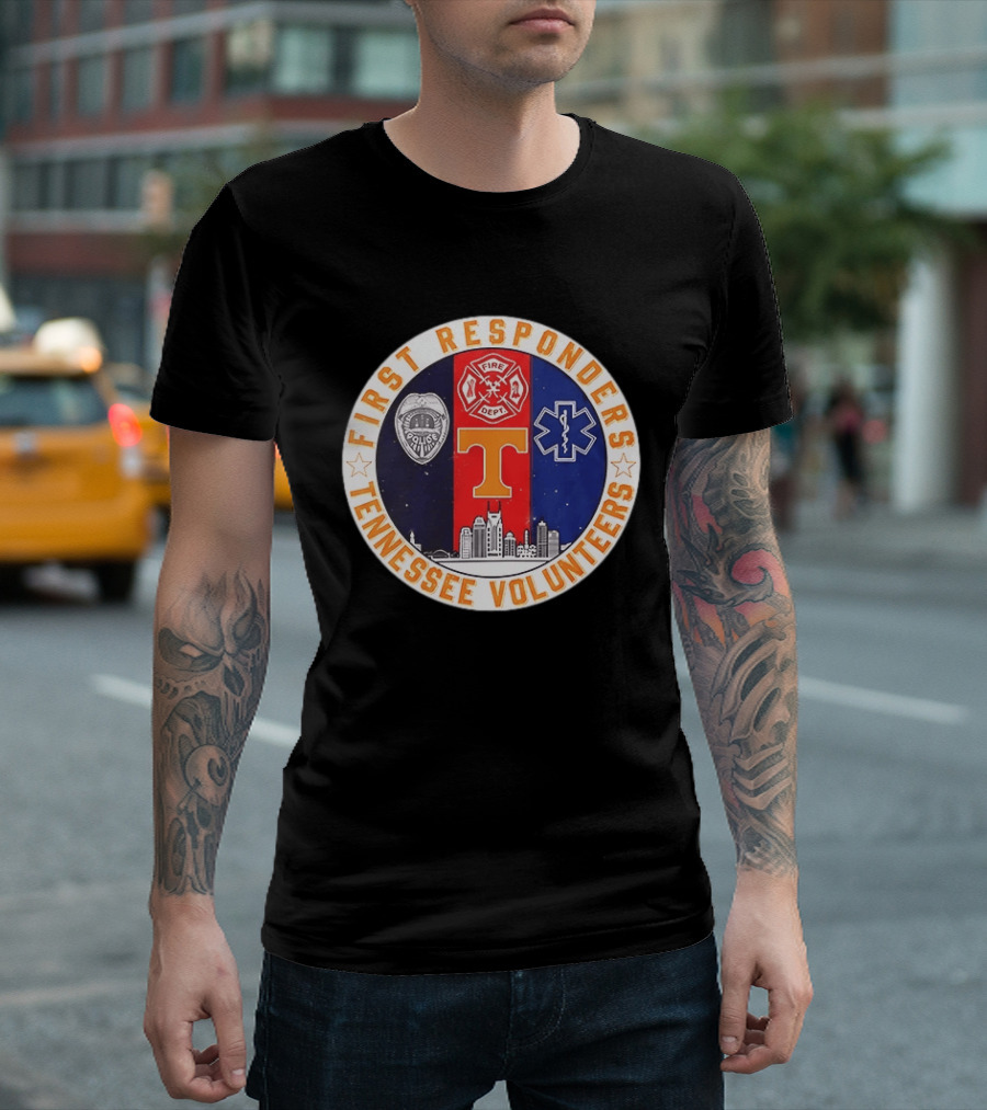 Tennessee Volunteers First Responders Police Fire EMS Skyline T-Shirt