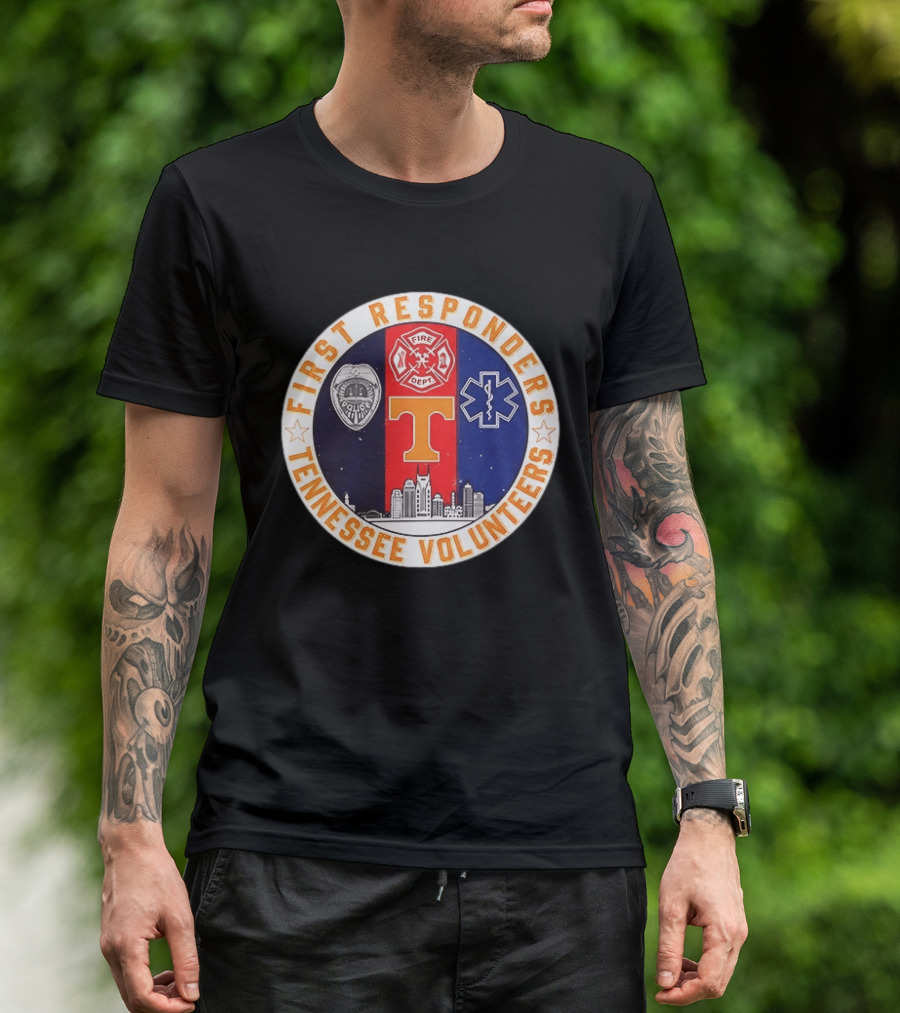Tennessee Volunteers First Responders Police Fire EMS Skyline T-Shirt