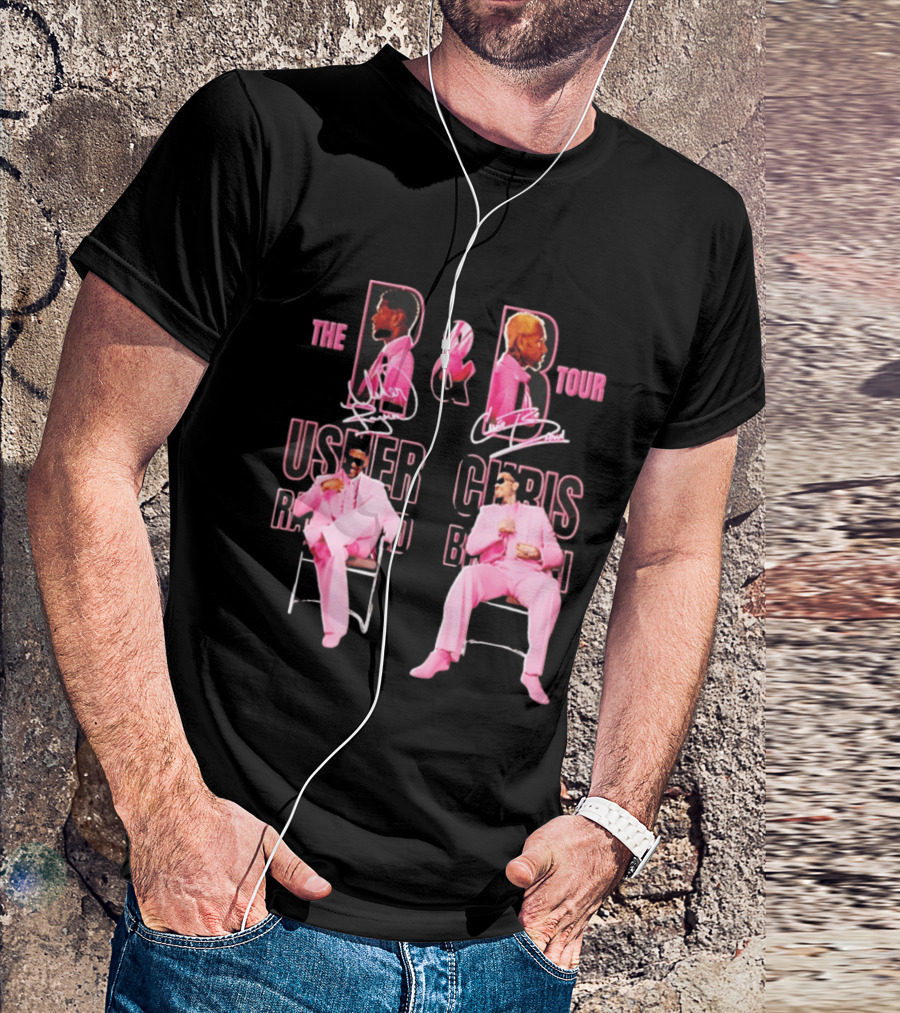 The R&B Tour Usher Raymond Chris Brown Pink Suit Concert Collaboration T-Shirt