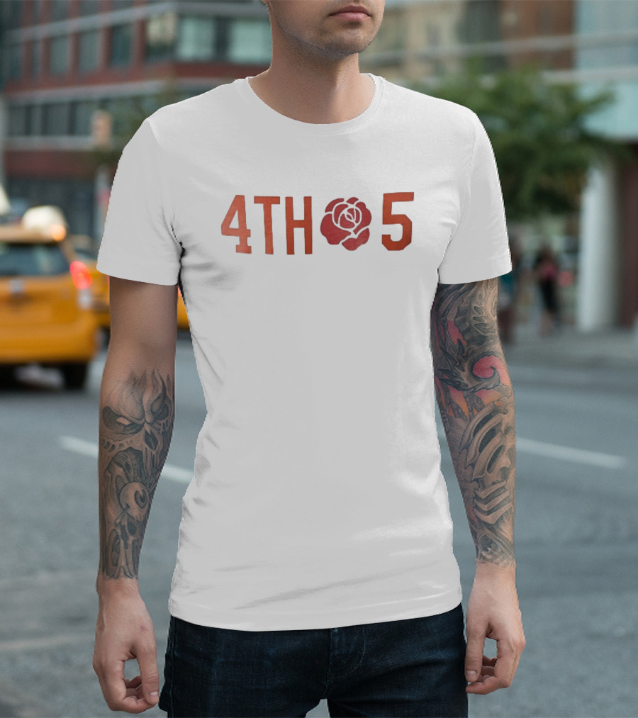 4th 5 Red Rose Varsity Athleisure Block Numbers T-Shirt