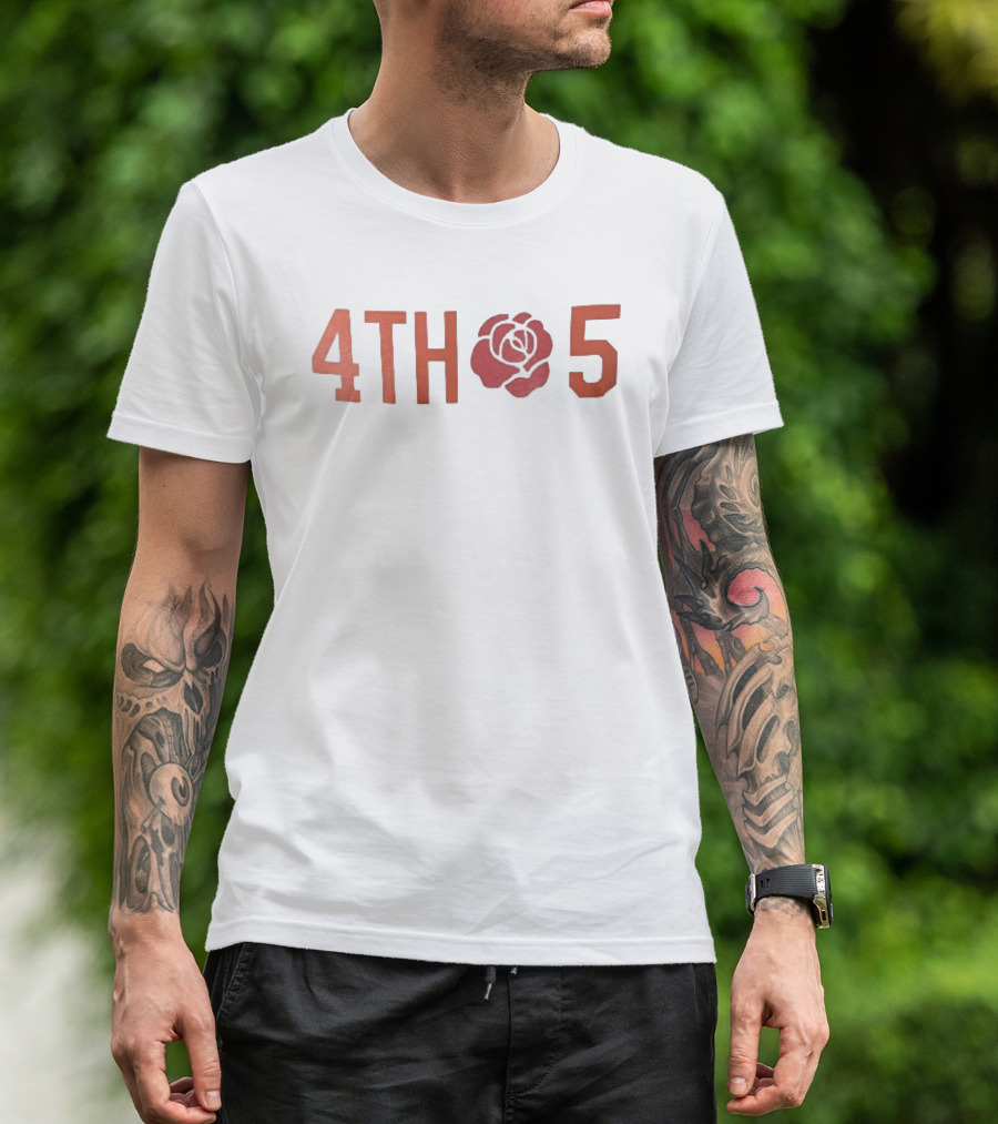 4th 5 Red Rose Varsity Athleisure Block Numbers T-Shirt