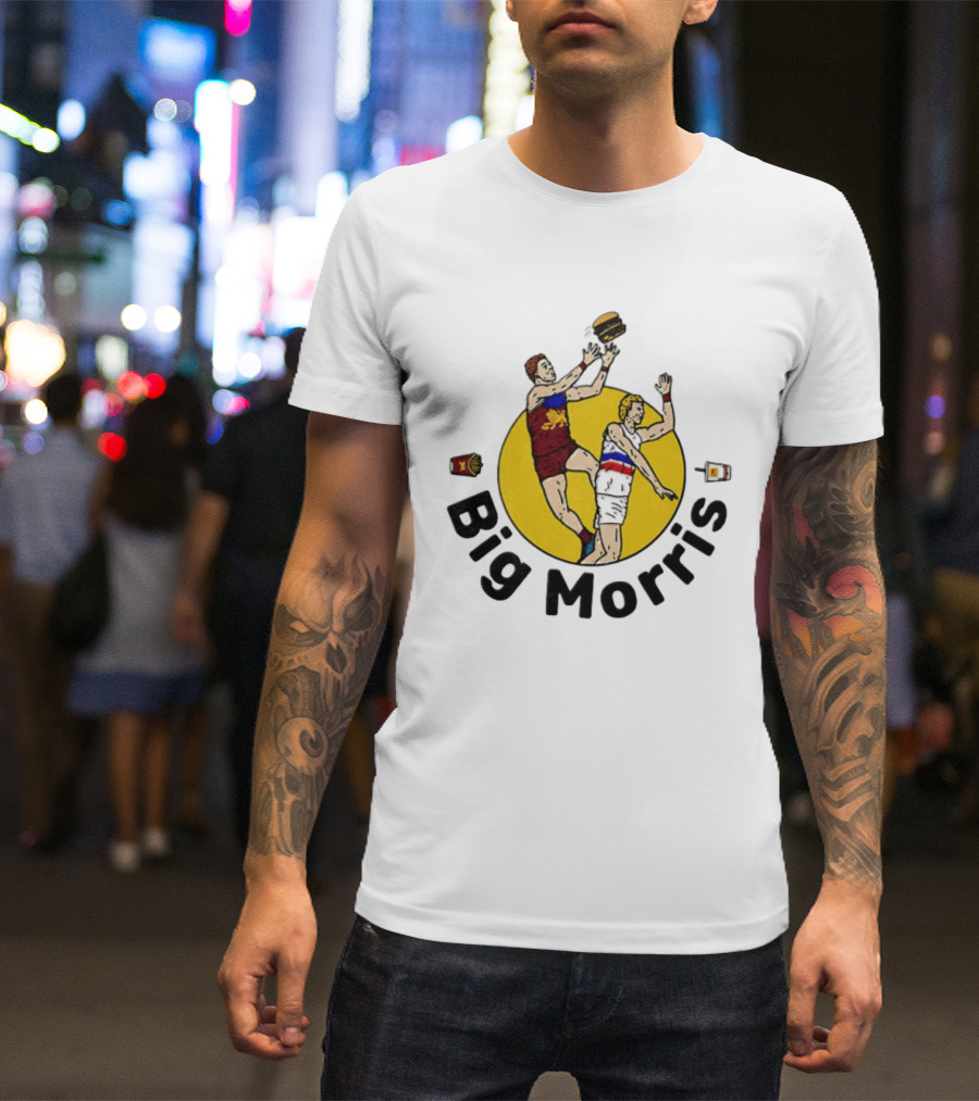 Big Morris Brisbane Lions AFL Australian Rules Football Player Burger Jump T-Shirt