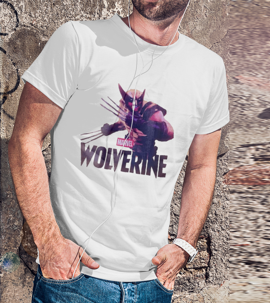 Marvel Wolverine Masked Superhero Claws Extended Purple Glow T-Shirt