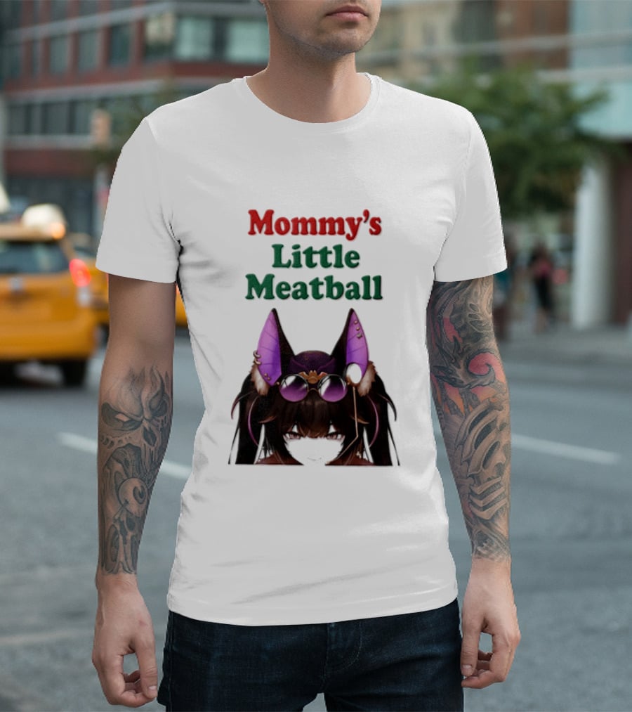 Mommy's Little Meatball Bat Vtuber Black Wings Purple Ears Playful T-Shirt
