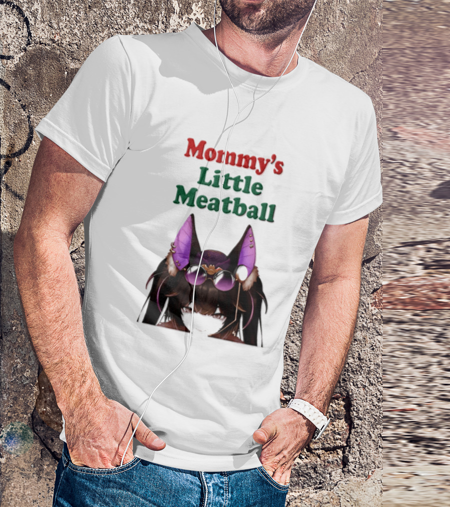 Mommy's Little Meatball Bat Vtuber Black Wings Purple Ears Playful T-Shirt