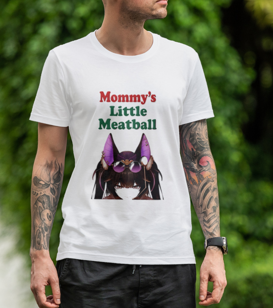 Mommy's Little Meatball Bat Vtuber Black Wings Purple Ears Playful T-Shirt