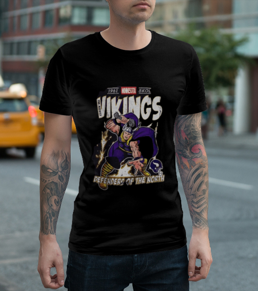 1961 Minnesota Vikings Skol The Mighty Vikings Defenders Of The North T-Shirt