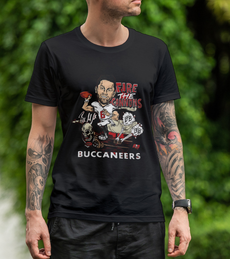 Baker Mayfield Tampa Bay Buccaneers Fire The Cannons LFB Skull Football Caricature T-Shirt
