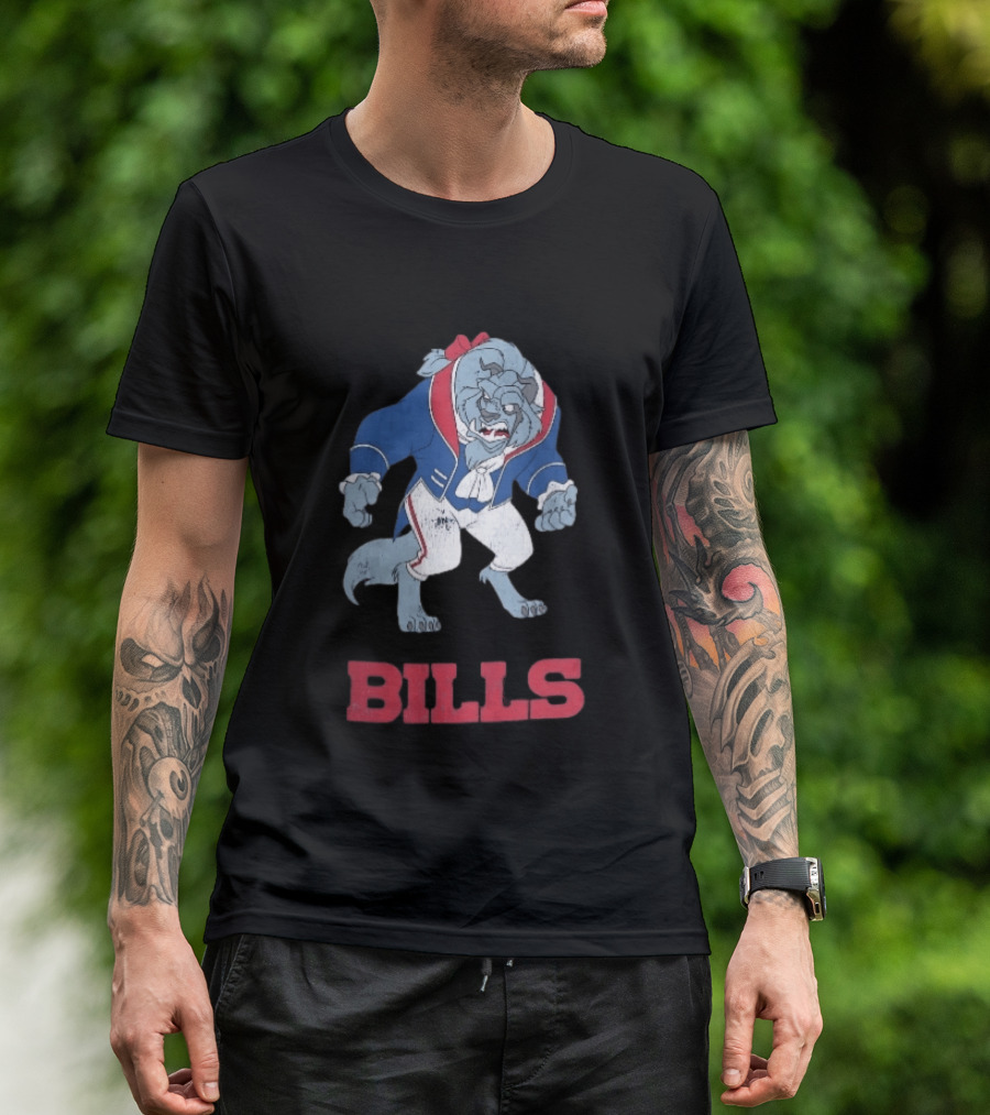 Buffalo Bills Distressed Cartoon Beast Snarling BILLS T-Shirt