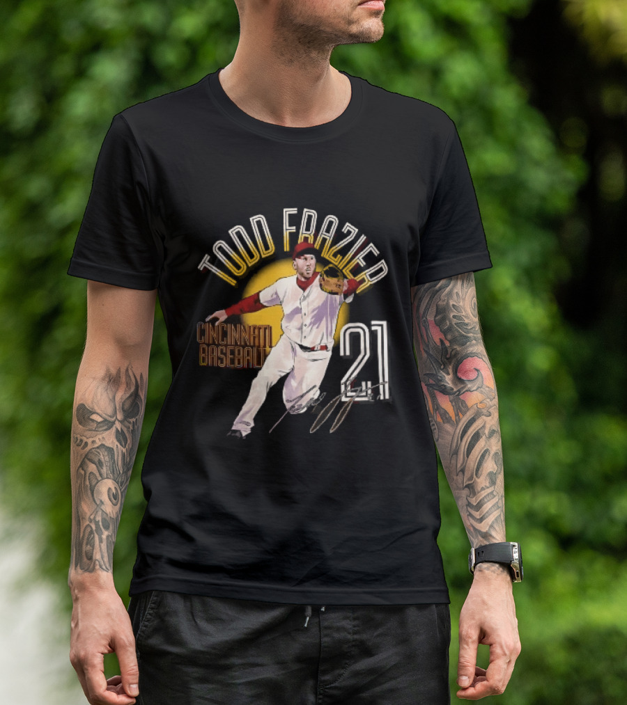 Todd Frazier Cincinnati Baseball 21 Fielding Yellow Sun T-Shirt