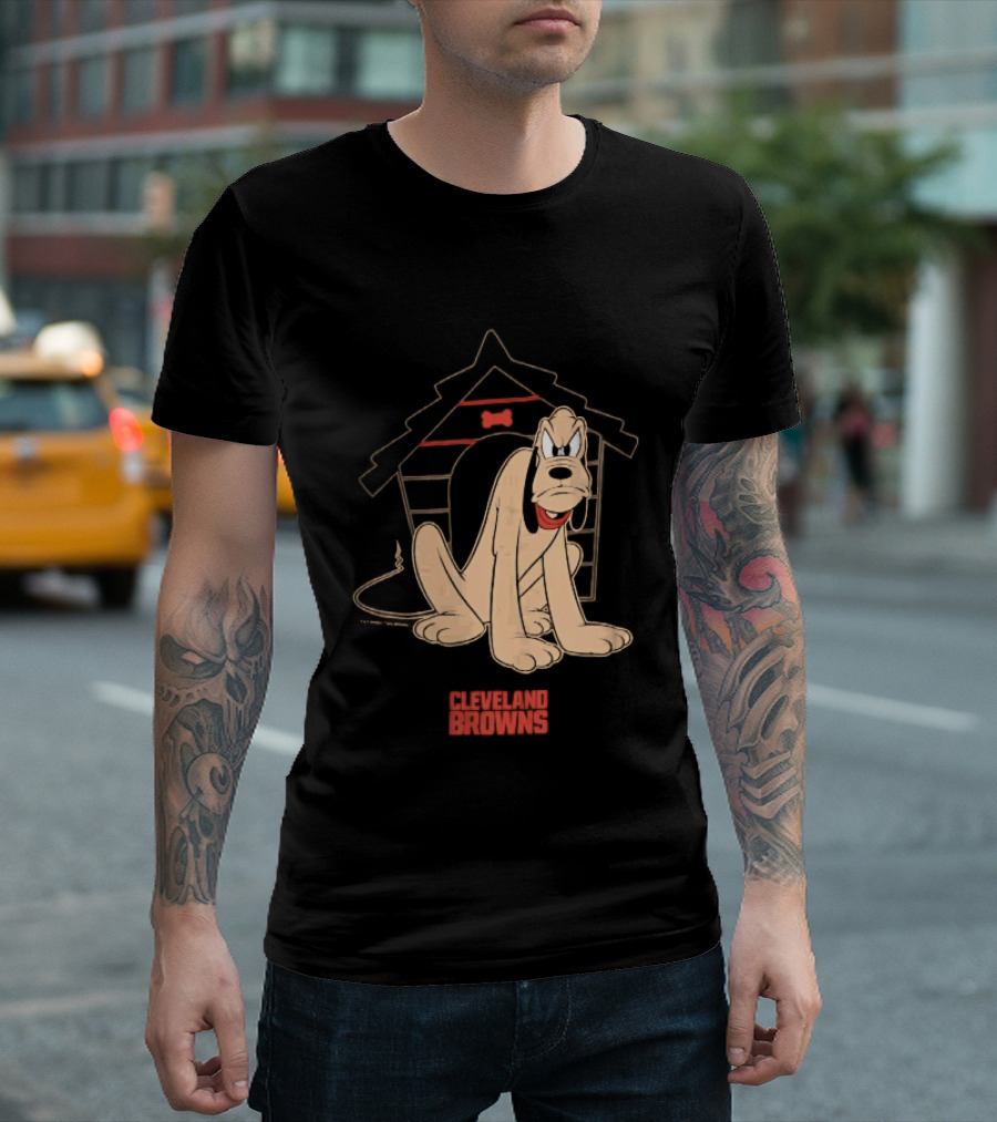 Cleveland Browns Angry Pluto Disney Cartoon Dog Doghouse T-Shirt