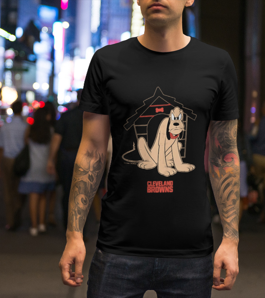 Cleveland Browns Angry Pluto Disney Cartoon Dog Doghouse T-Shirt