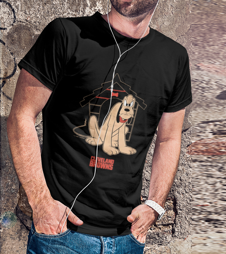 Cleveland Browns Angry Pluto Disney Cartoon Dog Doghouse T-Shirt