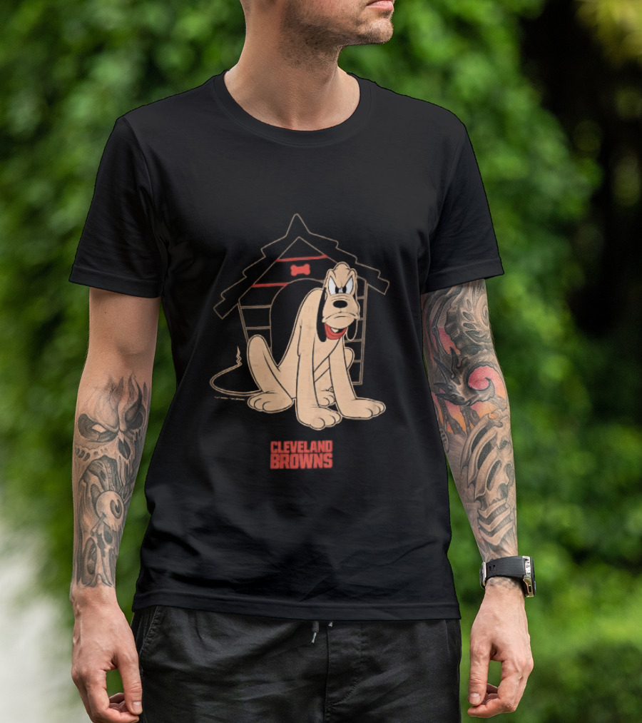 Cleveland Browns Angry Pluto Disney Cartoon Dog Doghouse T-Shirt