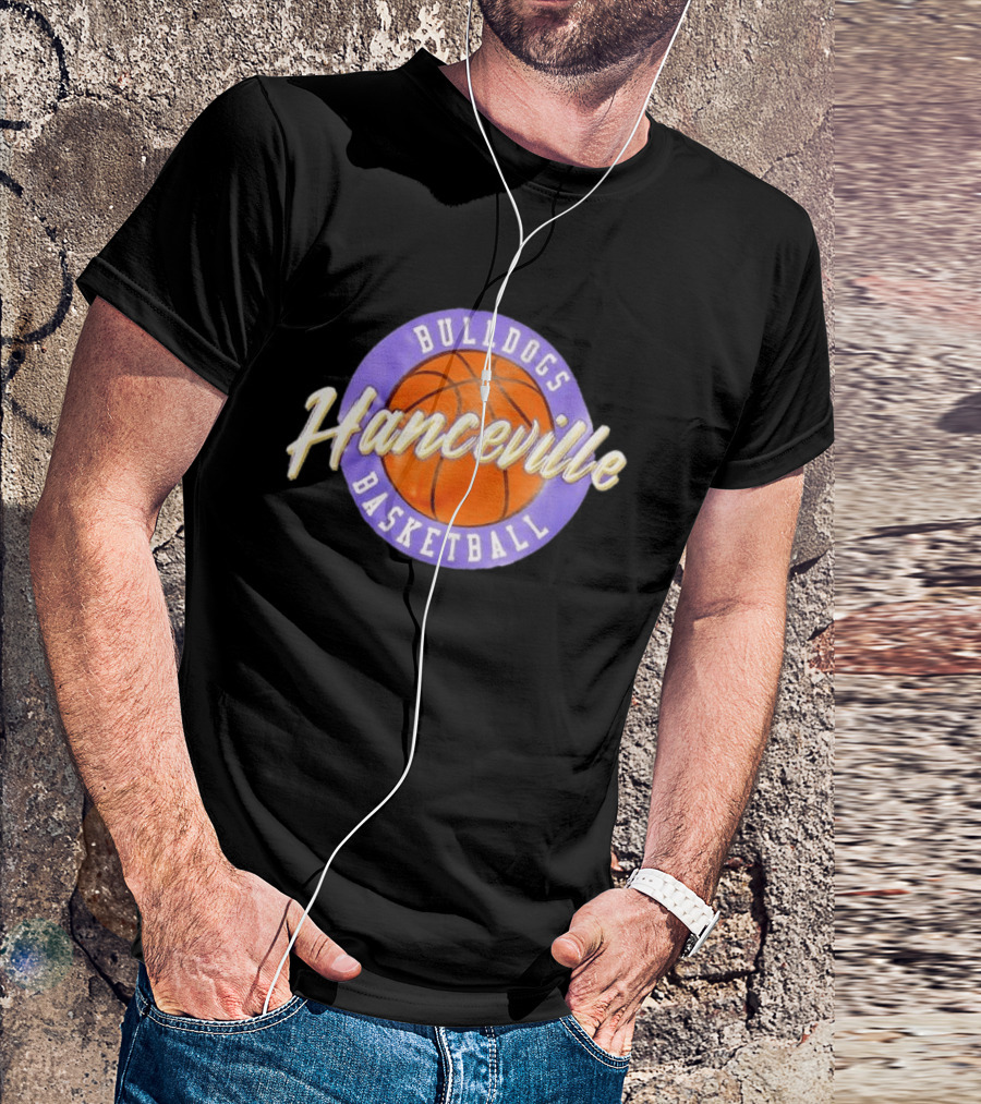 Hanceville Bulldogs Basketball Purple Circle Orange Ball T-Shirt