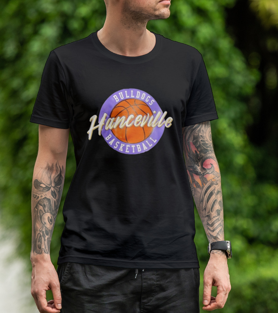 Hanceville Bulldogs Basketball Purple Circle Orange Ball T-Shirt