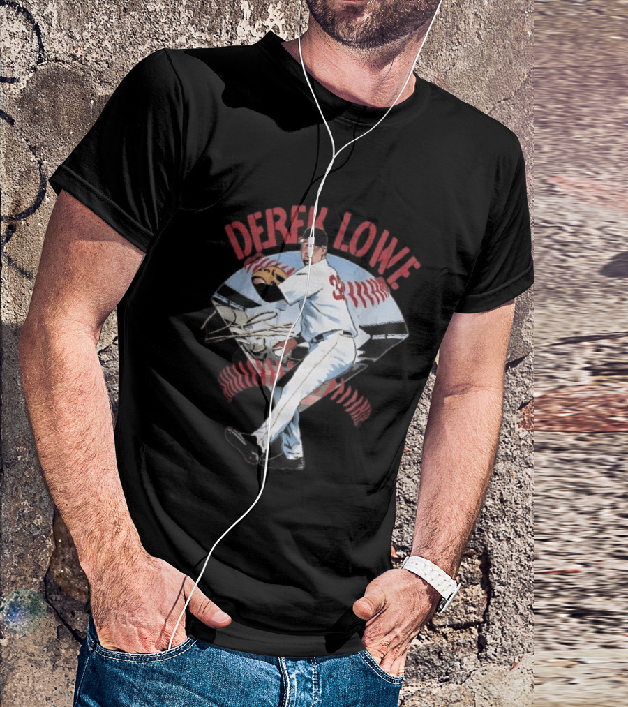 Derek Lowe Number 32 Pitcher Vintage Baseball Action T-Shirt