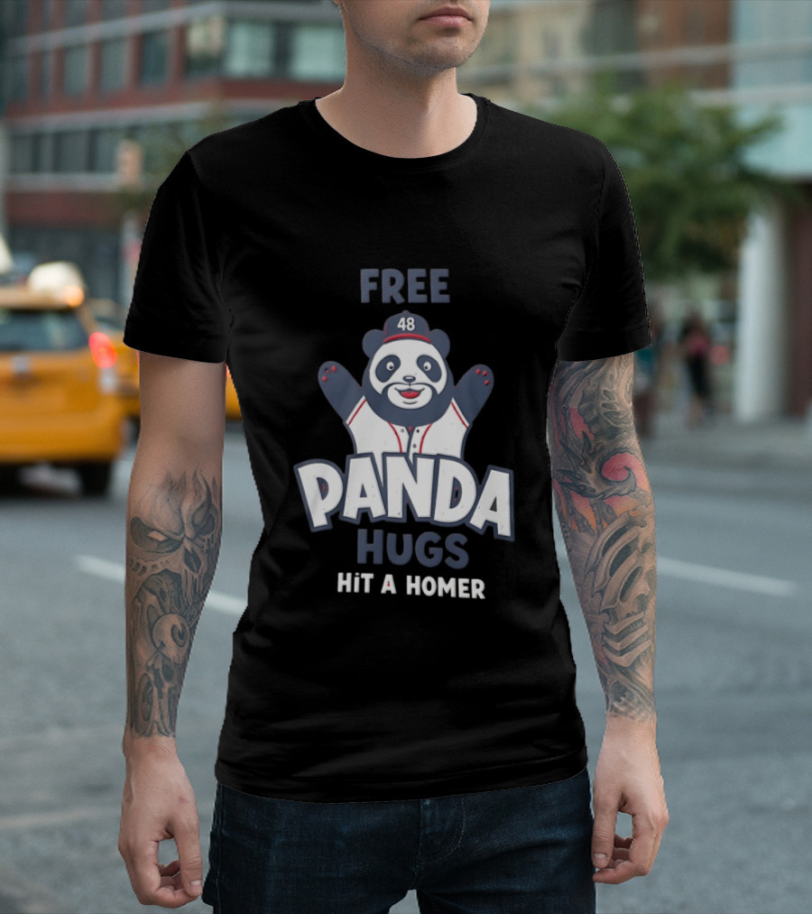 Free Panda Hugs Hit A Homer Baseball Number 48 T-Shirt