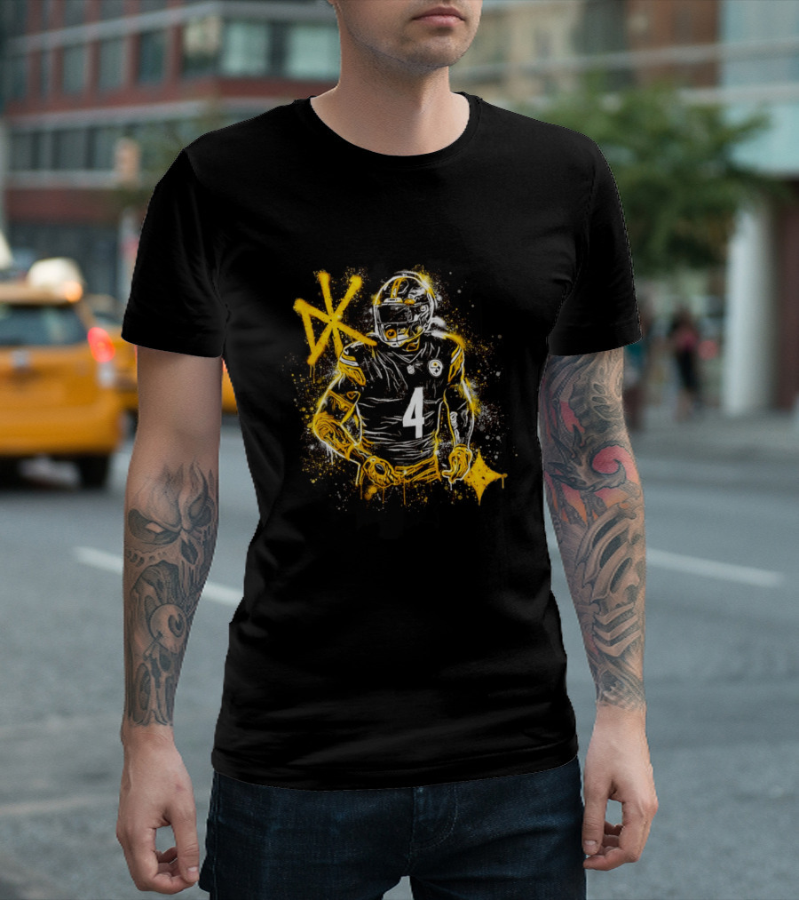 Pittsburgh Steelers Number 4 Player Graffiti T-Shirt