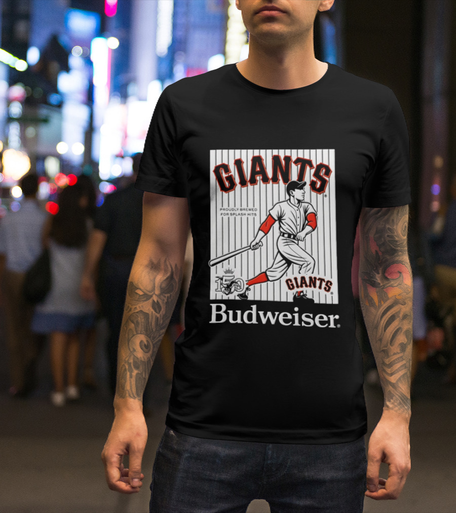 San Francisco Giants 150 Years Budweiser Splash Hits Baseball T-Shirt