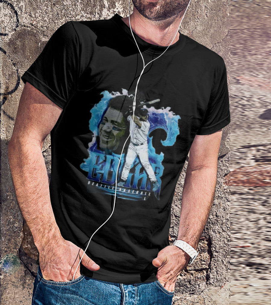 Edgar Seattle Baseball Batter Swinging Water Splash Bootleg T-Shirt
