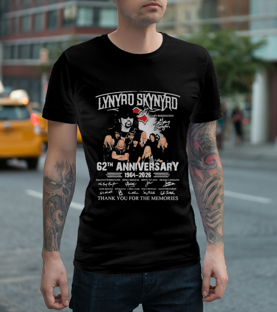 Lynyrd Skynyrd 62th Anniversary 1964 2026 Signatures Thank You For The Memories T-Shirt