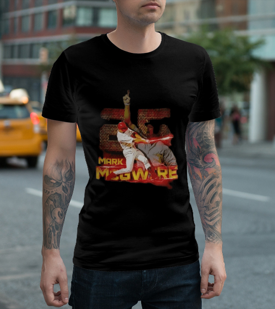 Mark McGwire Baseball Dynamic Red Lightning Swing T-Shirt