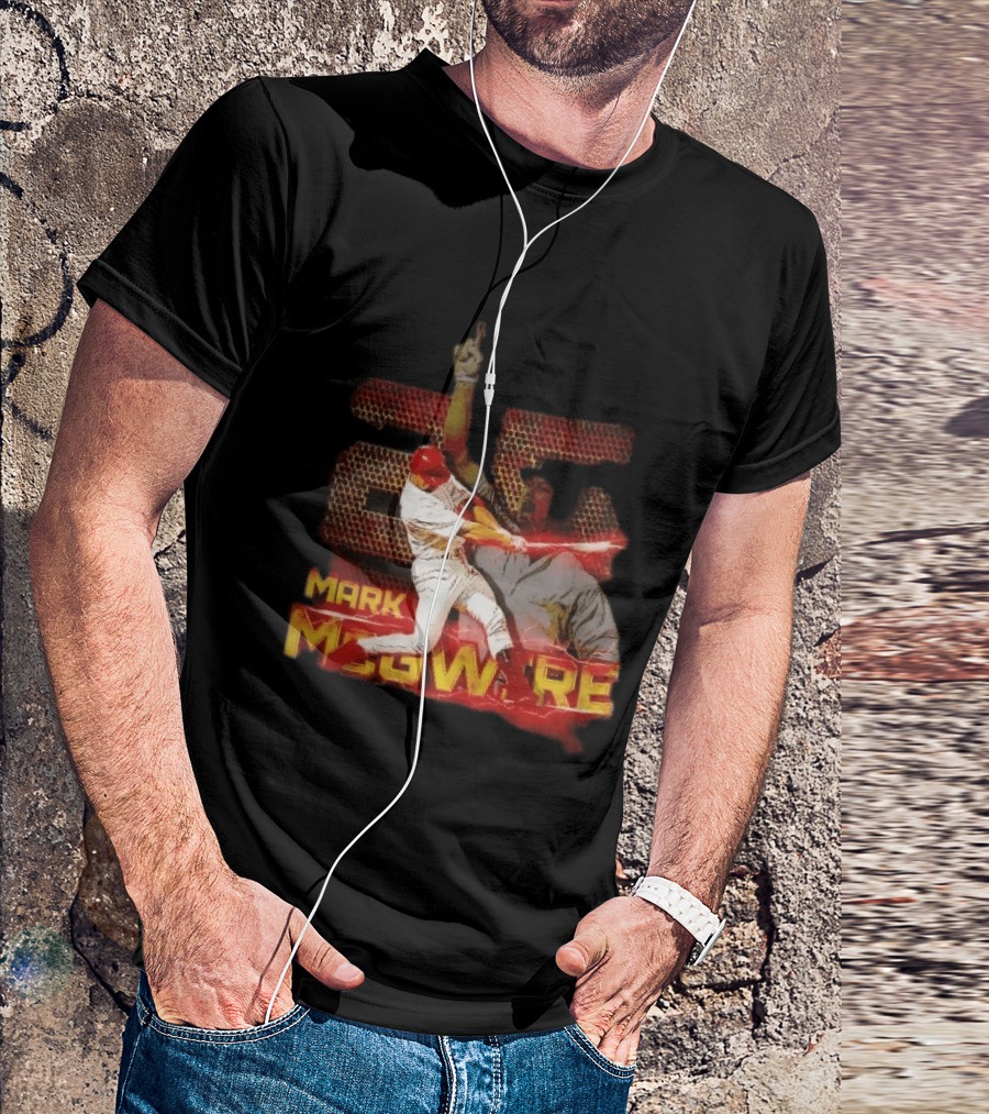 Mark McGwire Baseball Dynamic Red Lightning Swing T-Shirt