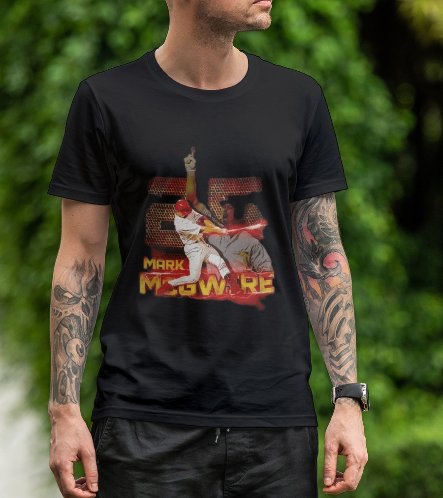 Mark McGwire Baseball Dynamic Red Lightning Swing T-Shirt