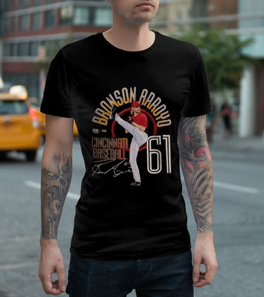 Cincinnati Baseball Bronson Arroyo 61 High Leg Kick T-Shirt