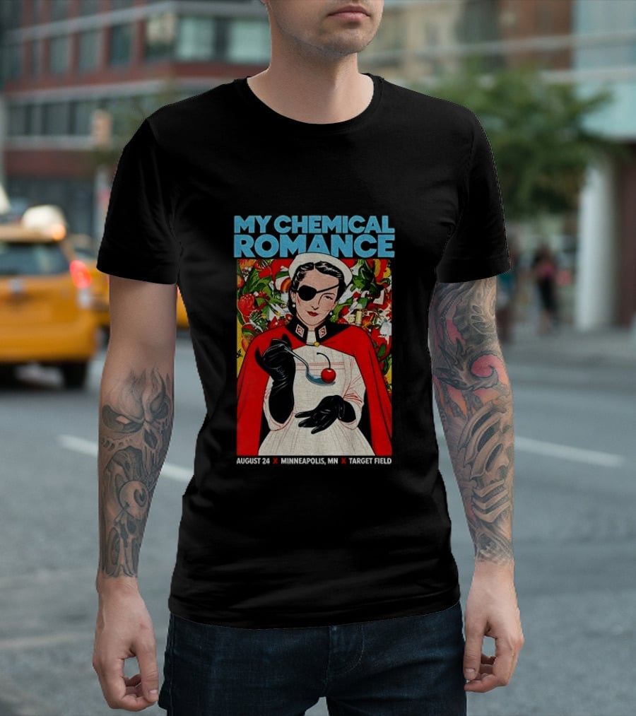 My Chemical Romance Nurse Eye Patch Cherry August 24 Minneapolis Target Field T-Shirt