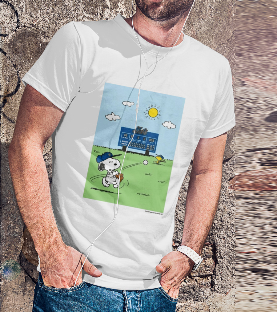 2026 Mets Snoopy Woodstock Baseball Game Scoreboard T-Shirt