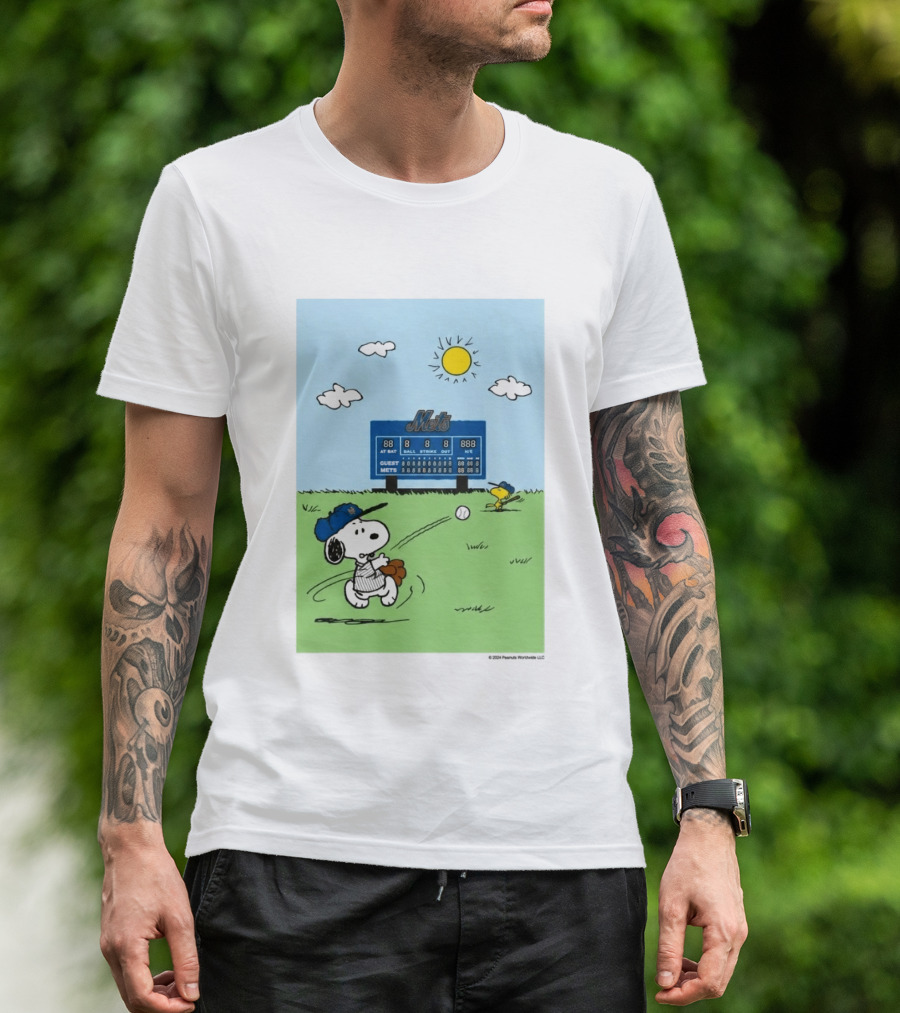 2026 Mets Snoopy Woodstock Baseball Game Scoreboard T-Shirt
