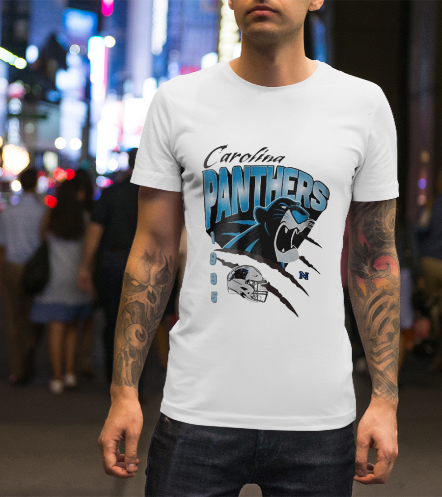 Carolina Panthers 1995 Roaring Head Claw Marks Football Helmet T-Shirt