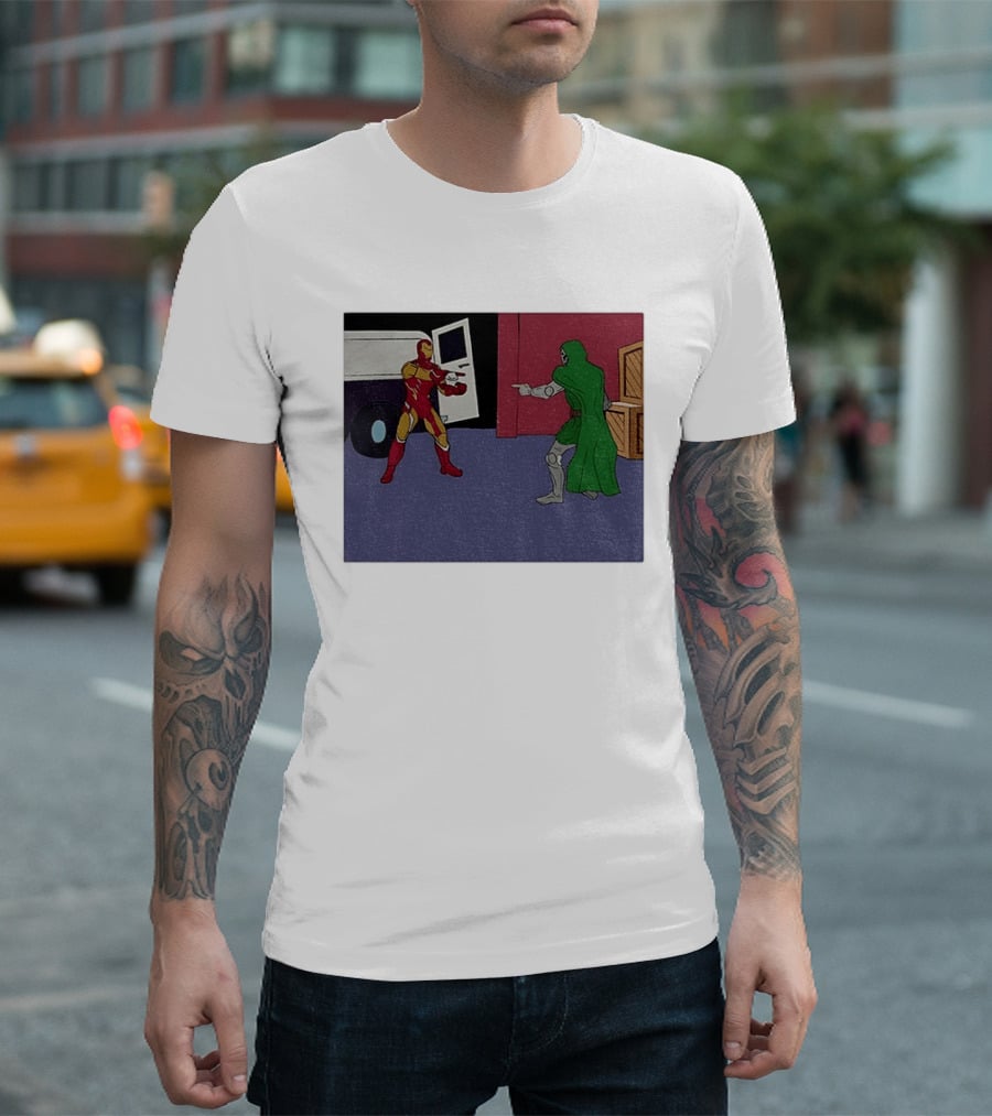 Doctor Doom Vs Ironman Pointing Meme Standoff T-Shirt