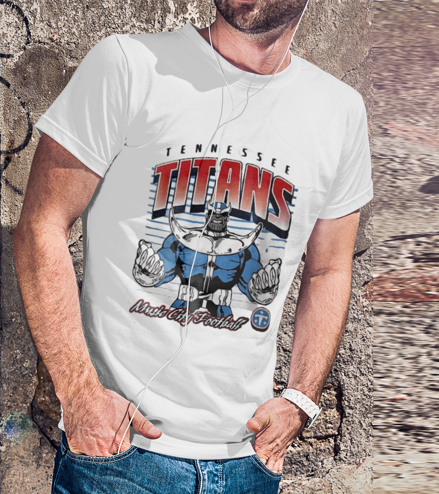 Tennessee Titans Music City Football Cartoon Comic Armor T-Shirt