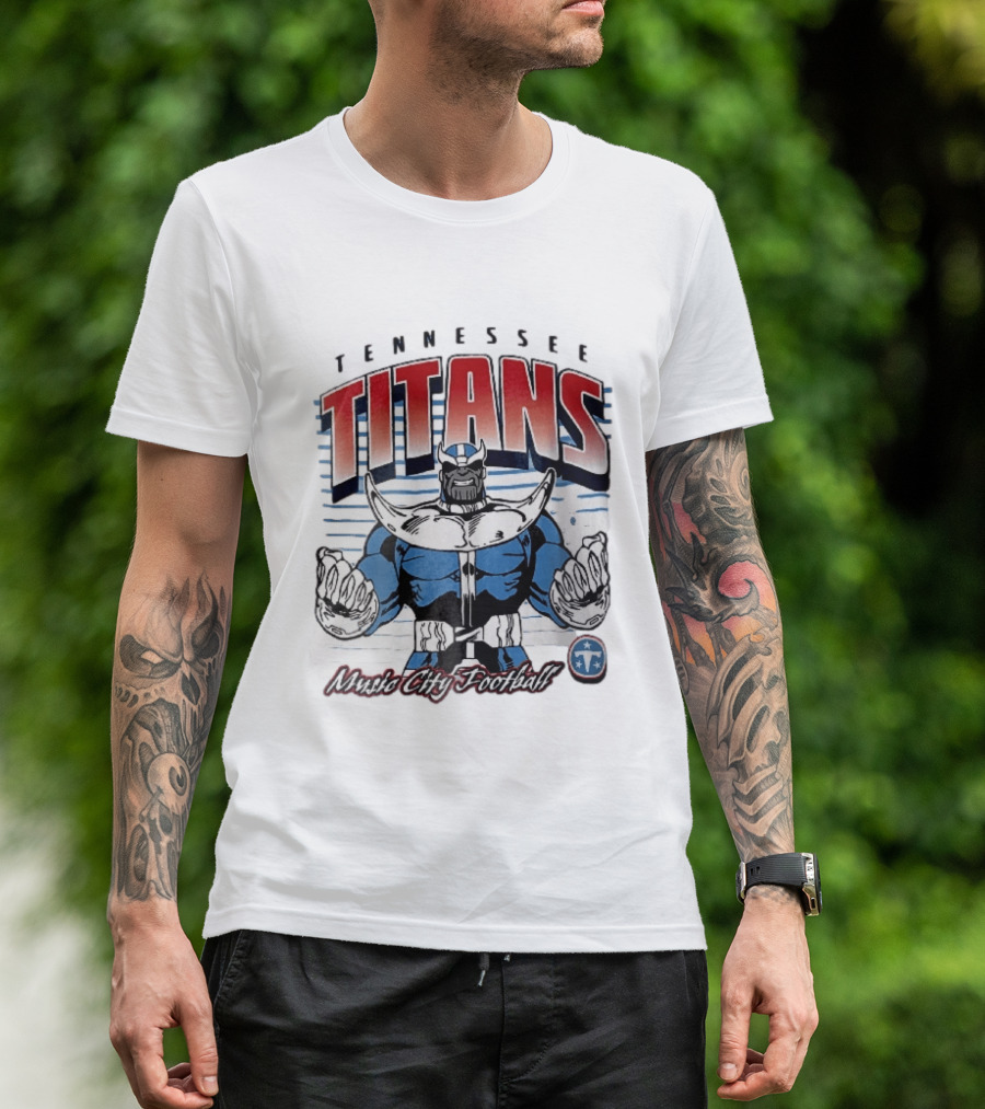 Tennessee Titans Music City Football Cartoon Comic Armor T-Shirt