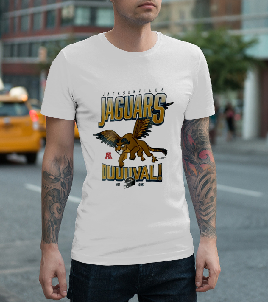 Jacksonville Jaguars Duuuval Winged Creature Est 1995 Football Helmet Cartoon T-Shirt