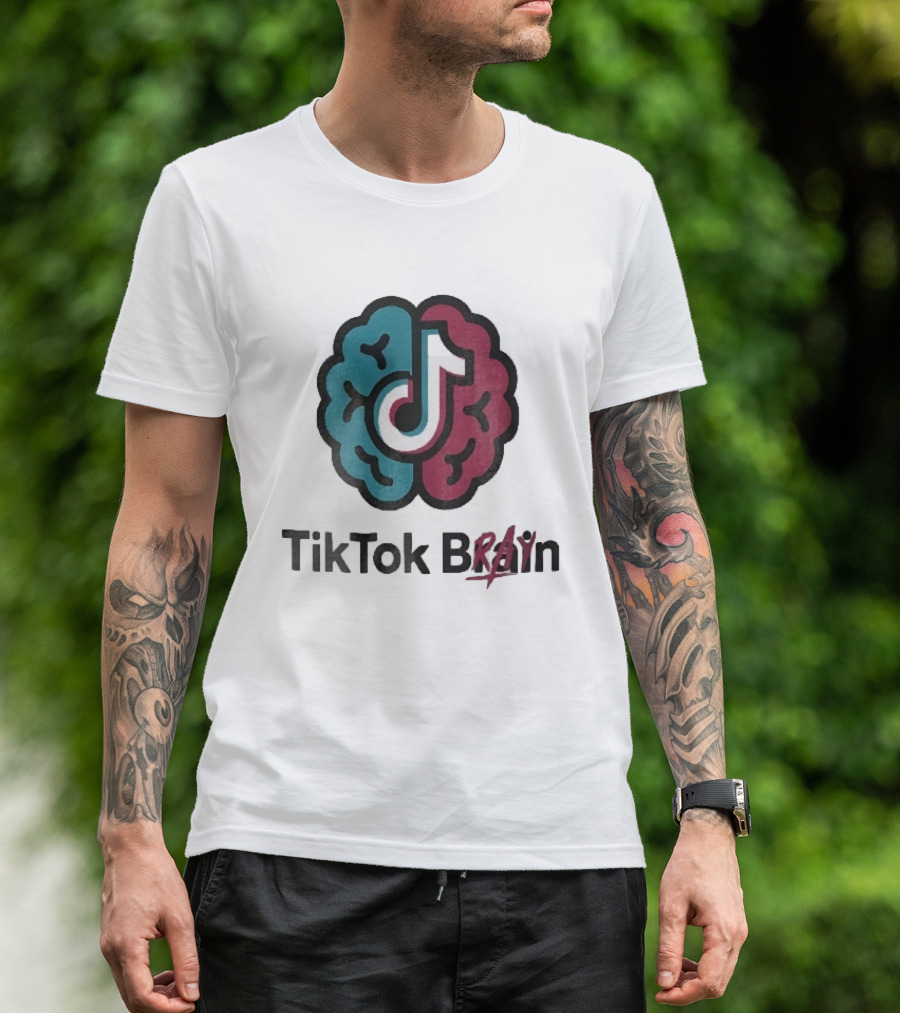 TikTok Brain Rot Teal Pink Hemispheres Music Note T-Shirt
