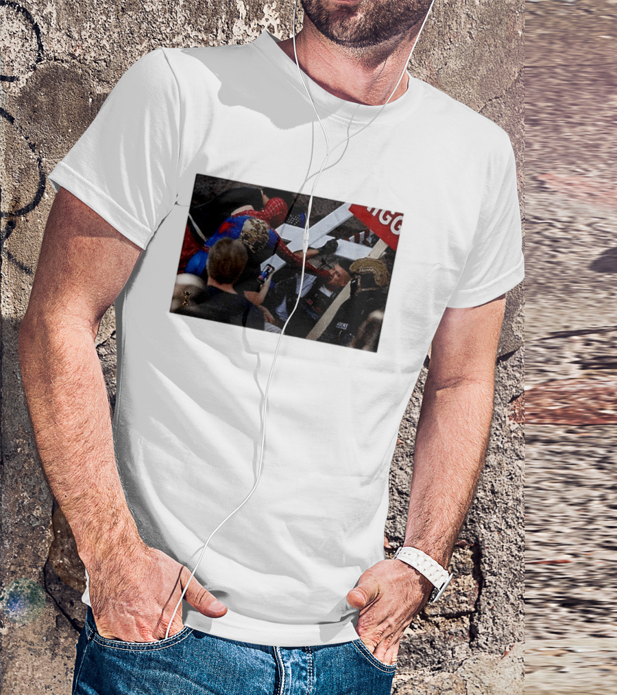 Unmasked Conflict Spider Man Vs Jake Lang Rally Minneapolis Protest T-Shirt