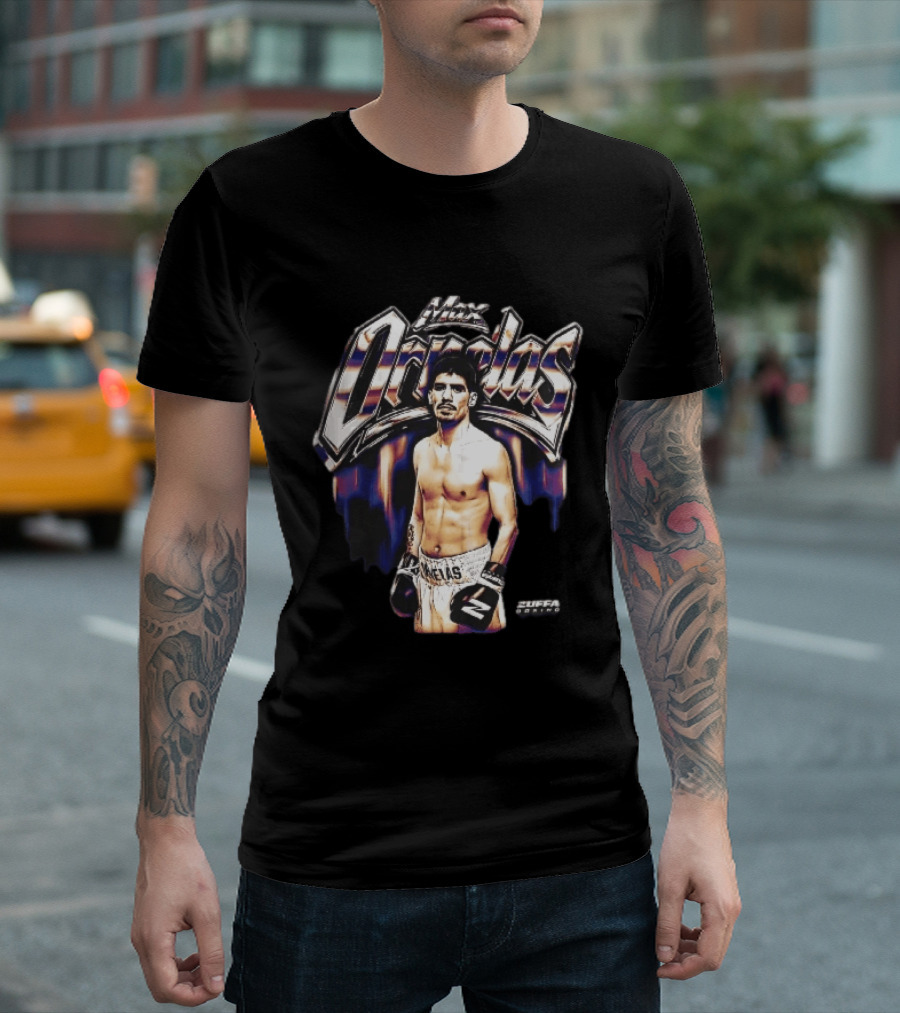 Max Ornelas Boxer Stance Metallic Chrome Lettering Flames Zuffa Boxing Bootleg T-Shirt