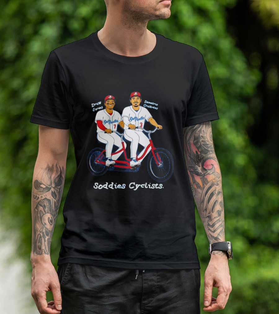 Soddies Cyclists Drew Jones Demelio Crisantes Amarillo Sod Poodles Tandem Bike T-Shirt