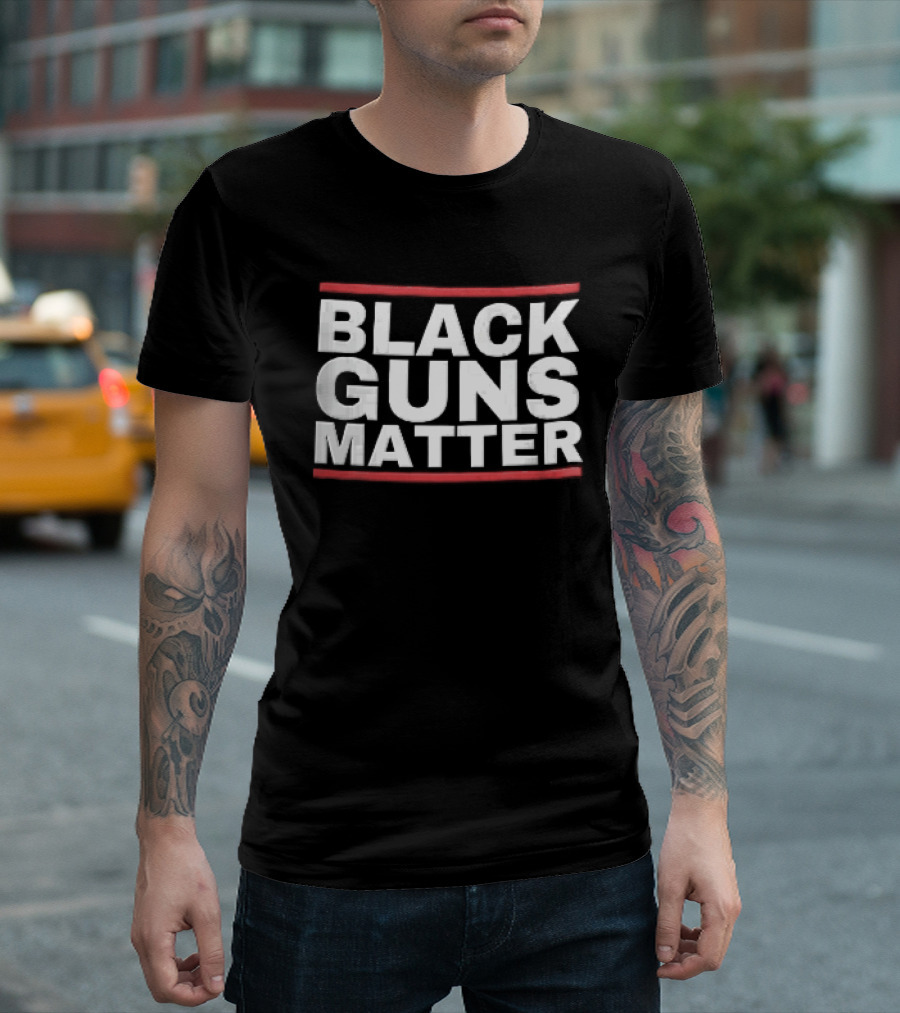 Black Guns Matter Red Horizontal Bars T-Shirt