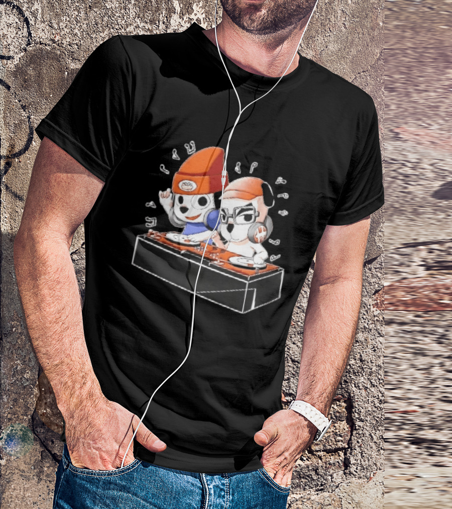 Parappa The Rapper DJ KK Animal Crossing Turntables Music Notes Collaboration T-Shirt