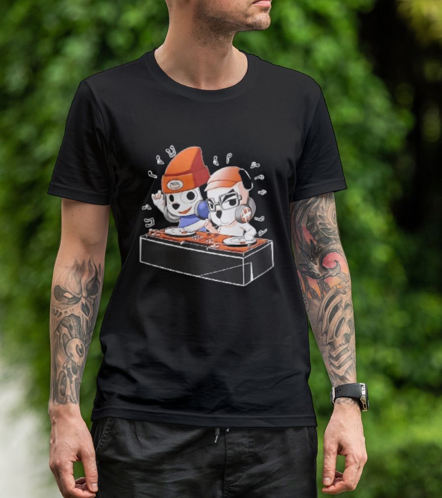 Parappa The Rapper DJ KK Animal Crossing Turntables Music Notes Collaboration T-Shirt