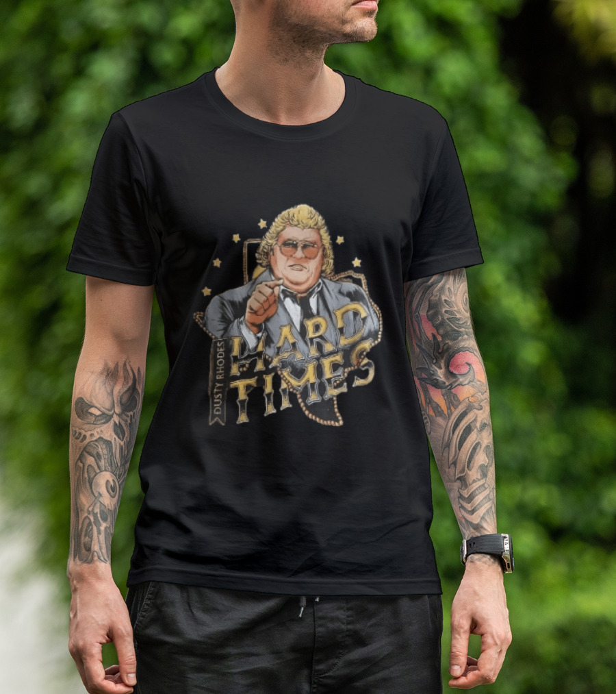 Dusty Rhodes Hard Times Wrestler Pointing Suit Sunglasses Stars T-Shirt